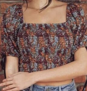 Free People Multicolor Floral Crop Top
